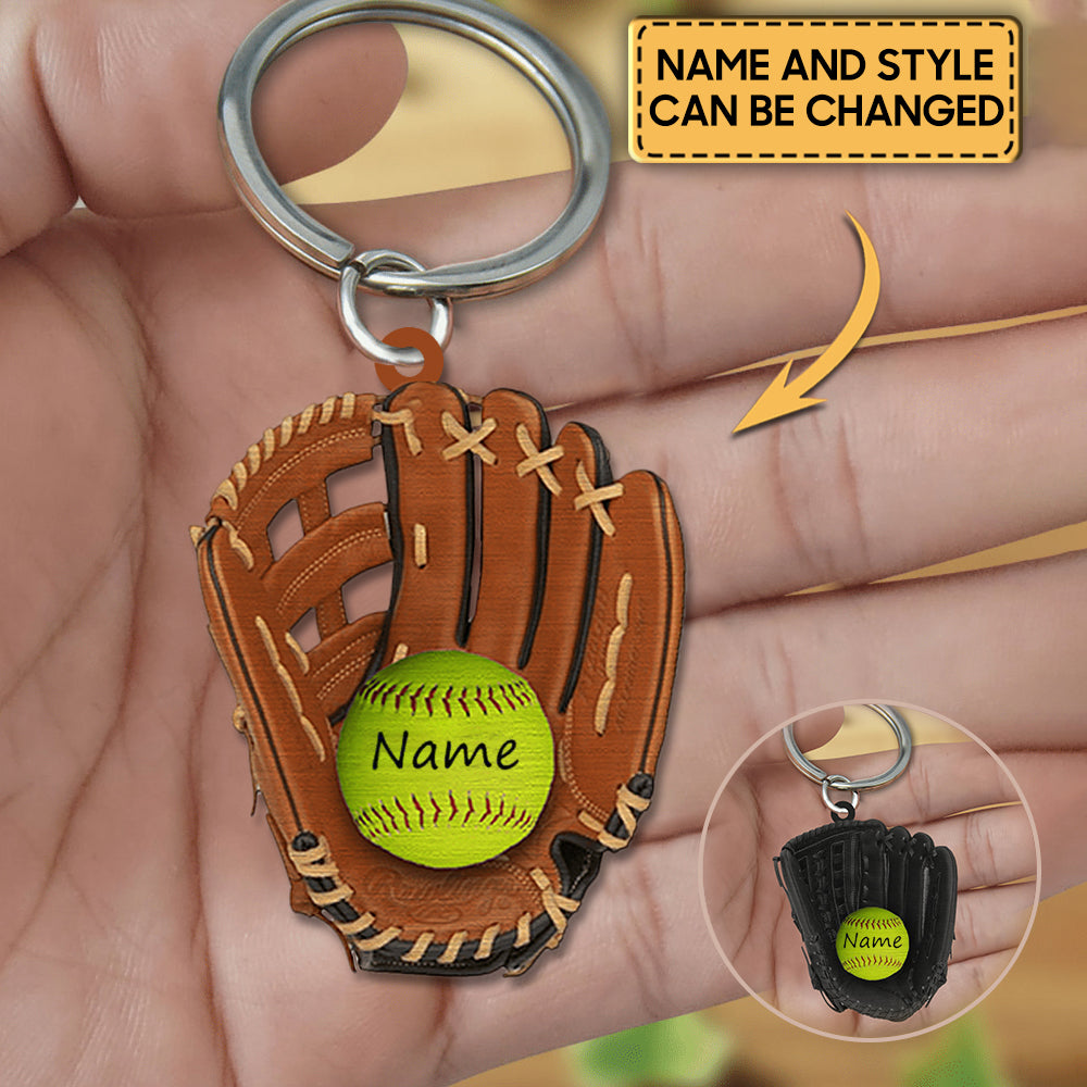 Personalized Softball Acrylic Keychain For Softball Lovers