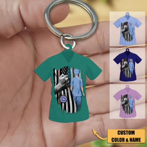 Personalized Nurse US Flag Acrylic Keychain