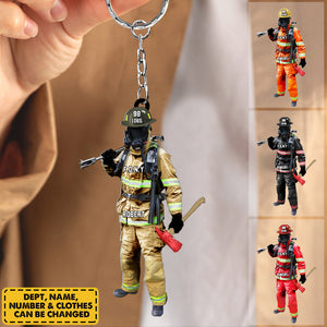 Custom Firefighter On Duty Personalized Acrylic Keychain Gift For Firefighter Fireman