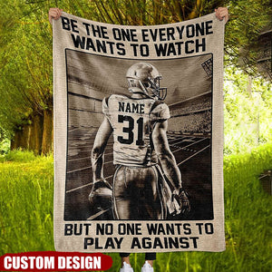 Personalized American Football Player Fleece Blanket - Be The One Everyone Wants To Watch