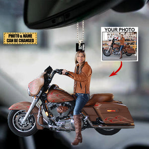 Personalized Acrylic Car Hanging Ornament - Gift For Motorcycle Lover/Biker/Racer - Custom Your Photo