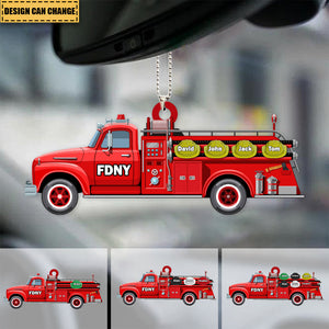 Personalized Firefighter , Fire Truck Acrylic Car / Christmas Ornament