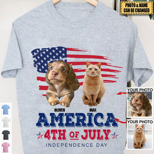 The 4th Of July Personalized Upload Pet photo Shirt, US Independence Day Gift for Pet Lovers