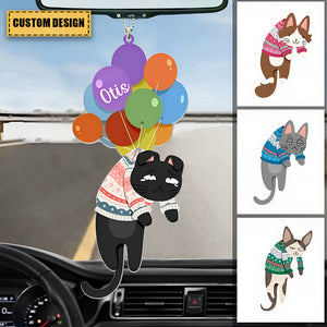 Personalized Balloon Cat Hanging Acrylic Christmas / Car Hanging Ornament