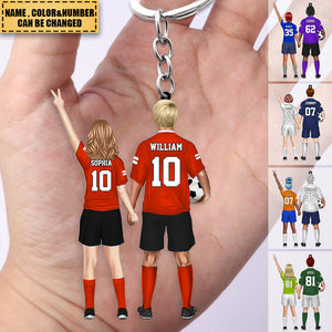 Personalized Soccer Couple Acrylic Keychain-Gift For Soccer Lovers