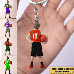 Personalized customized kids play basketball Acrylic keychain-gift for basketball lovers