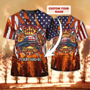 Personalized Name 3D Tshirt For Firefighter