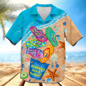 Papa / Nana's Beach Buddies Summer Flip Flop Personalized Hawaiian Shirt Perfect Gift for Grandmas Moms Aunties HTN10MAY23CT2