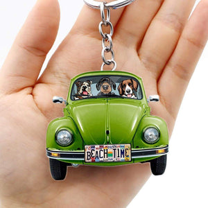 Classic Car Dog Breeds Custom Acrylic Keychain, For Campers Keychain HN590