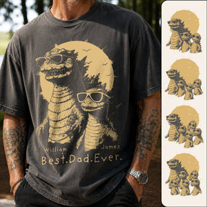 Personalized Best Dad Ever T-Shirt Father Day Gifts for Dad Funny Papa Tshirt Cool Daddy Dinosaur Tee