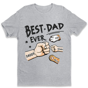 The Best Dad Ever & Fur Baby - Dog & Cat Personalized Custom Unisex T-shirt - Father's Day, Gift For Pet Owners, Pet Lovers