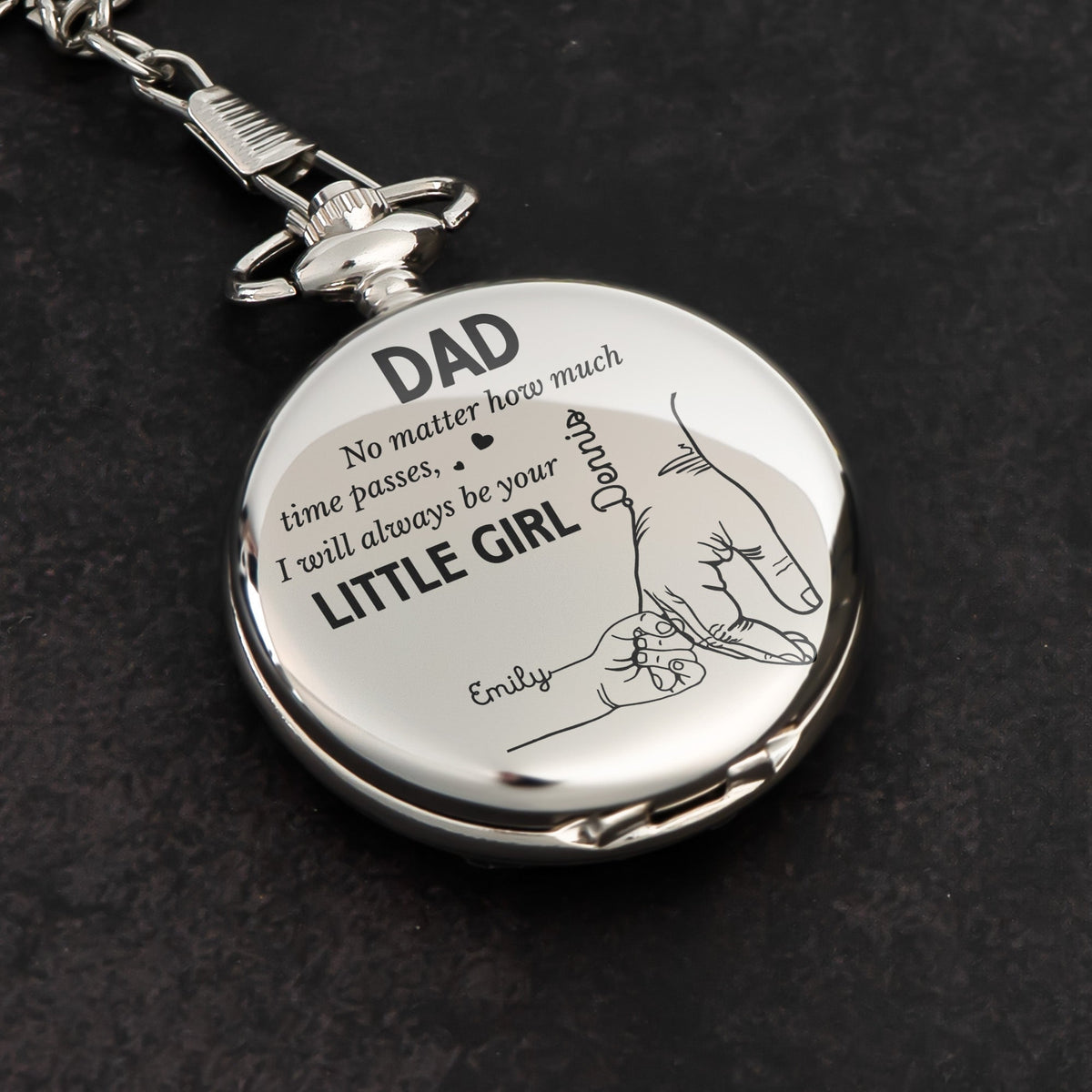 Father's Day Gifts, How Much Time Passes, I Will Always Be Your Little Girl - Personalized Pocket Watch - Gift For Dad