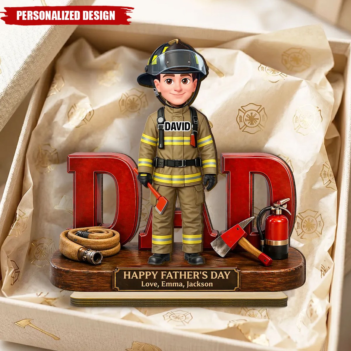 Proud Firefighter Dad-Personalized Wooden Plaque-Father's Day Gift For Dad