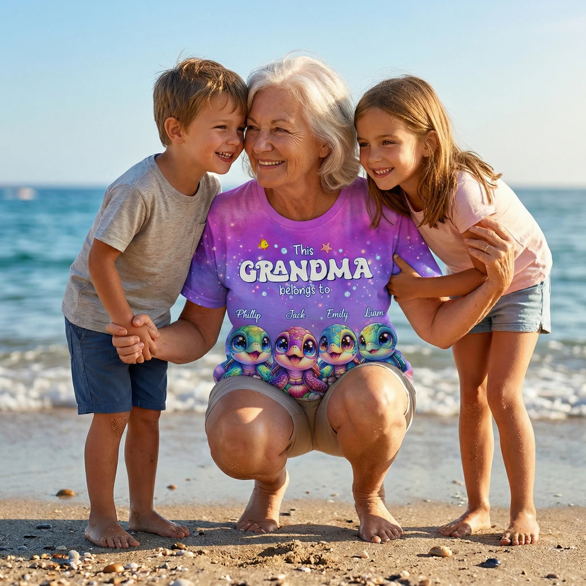 This Grandma/Mom belongs to Colorful Turtle Personalized 3D T-shirt