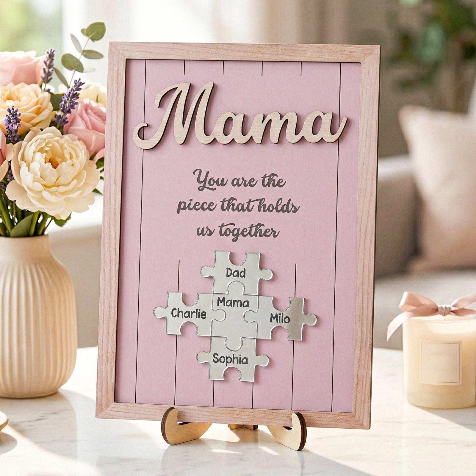 You‘re The Piece That Holds Us Together-Personalized Wooden Plaque-Mother's day gift