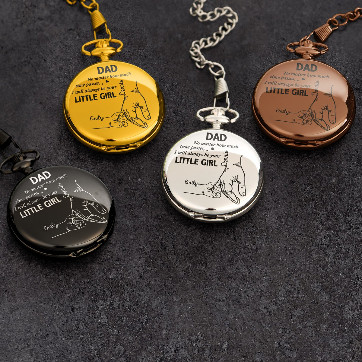 Father's Day Gifts, How Much Time Passes, I Will Always Be Your Little Girl - Personalized Pocket Watch - Gift For Dad