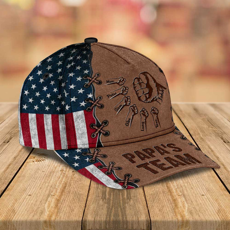 Daddy/Papa & Kids, Together We're A Team - Personalized Cap