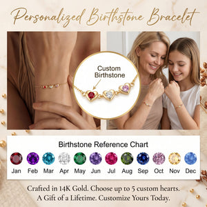 Personalized Heart Birthstone Family Bracelet-Gift For Her