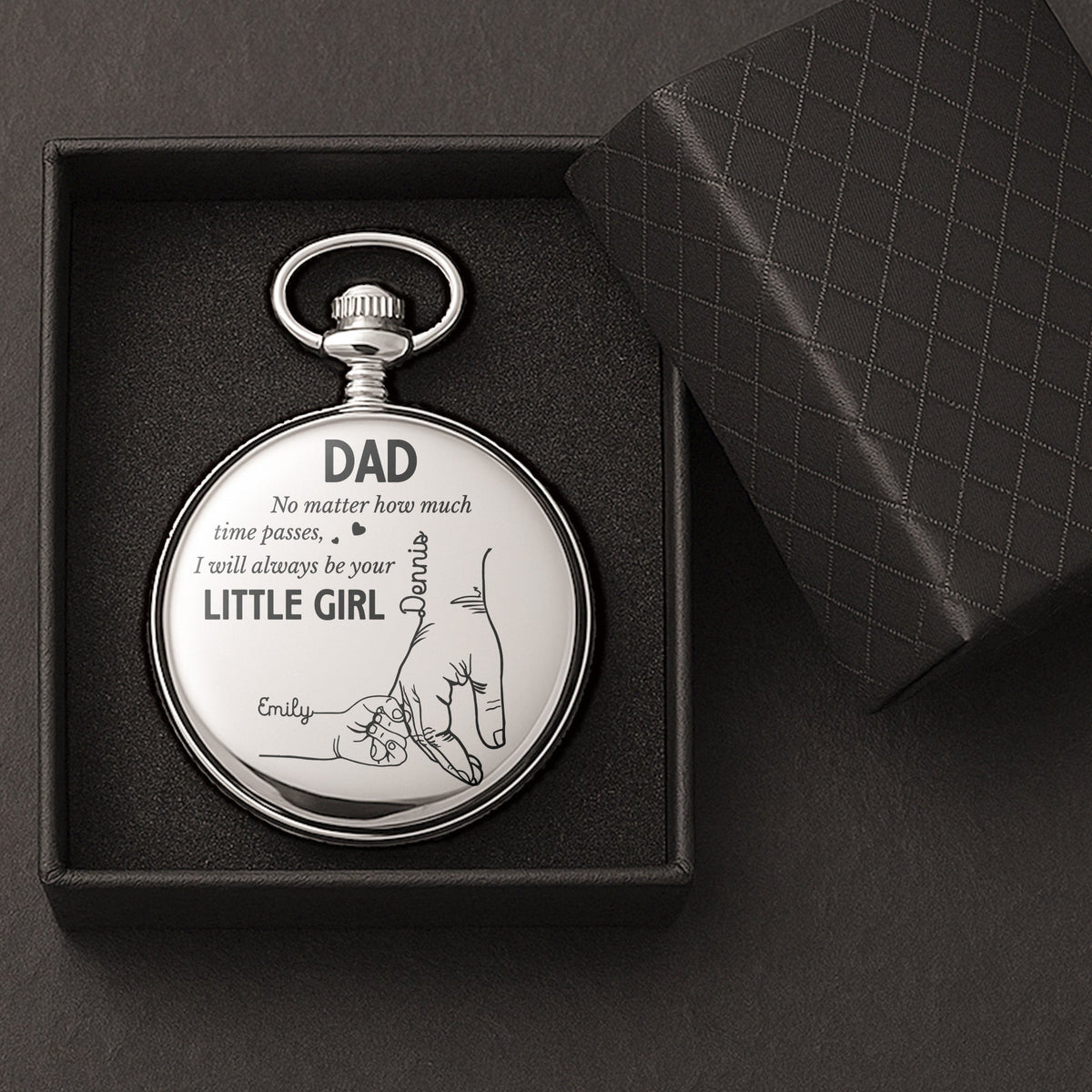 Father's Day Gifts, How Much Time Passes, I Will Always Be Your Little Girl - Personalized Pocket Watch - Gift For Dad