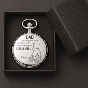 Father's Day Gifts, How Much Time Passes, I Will Always Be Your Little Girl - Personalized Pocket Watch - Gift For Dad