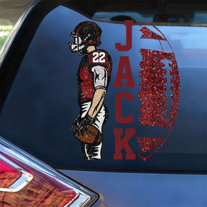 Personalized American Football Player Car Decal - Gift For American Football Lovers