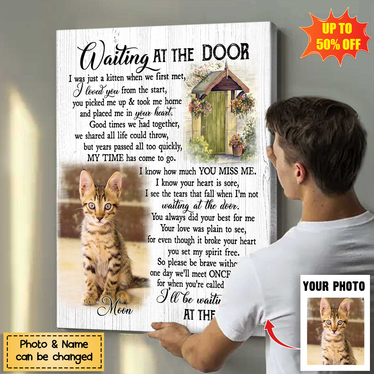 Waiting At The Door - Personalized Photo Dog/Cat Memorial Poster, Gifts For Pet Owners