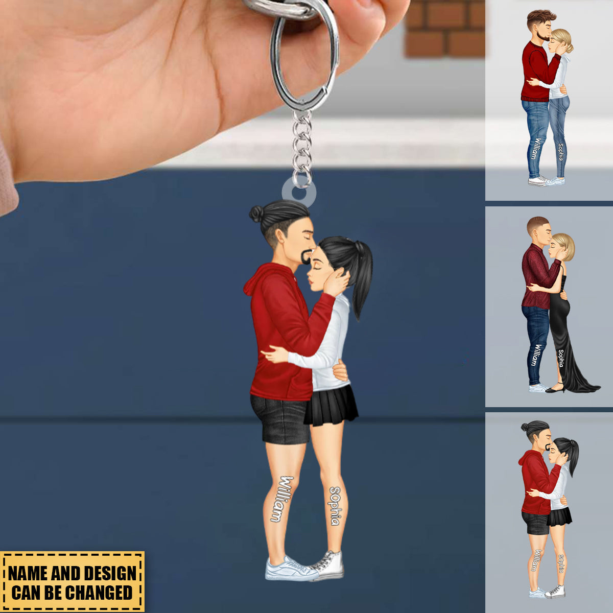 Personalized Hugging Couple Keychain - Gift For Couple