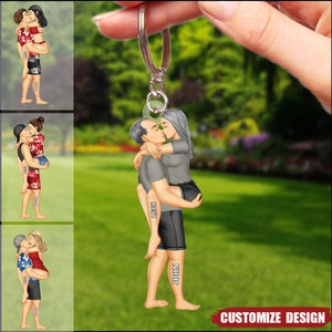 New release - Personalized hugging couple keychain