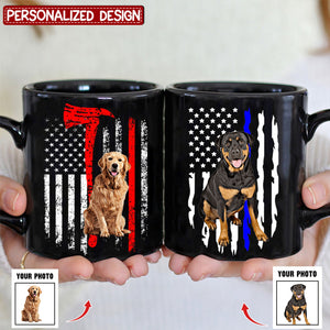 America Dog Flag - Personalized Black/White Mug