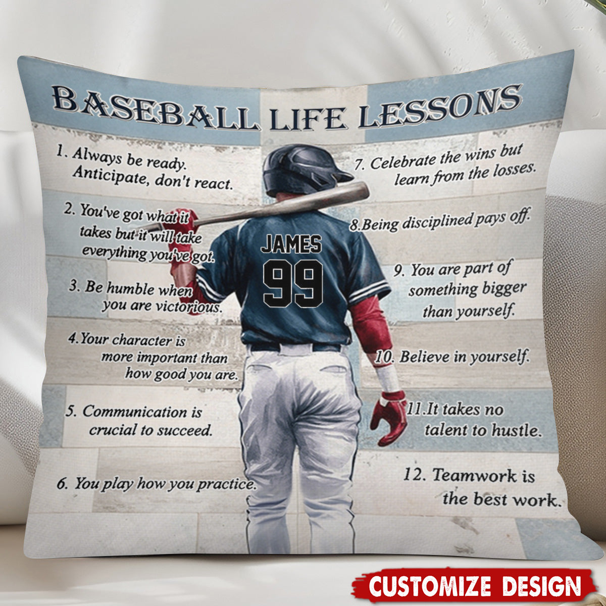 Baseball Life Lessons -Personalized Pillow - Gift For Baseball Lover