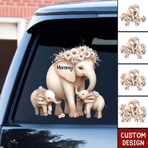 Mama/Nana Elephant With Little Kids Personalized Decal/Sticker - Mother's Day Gift