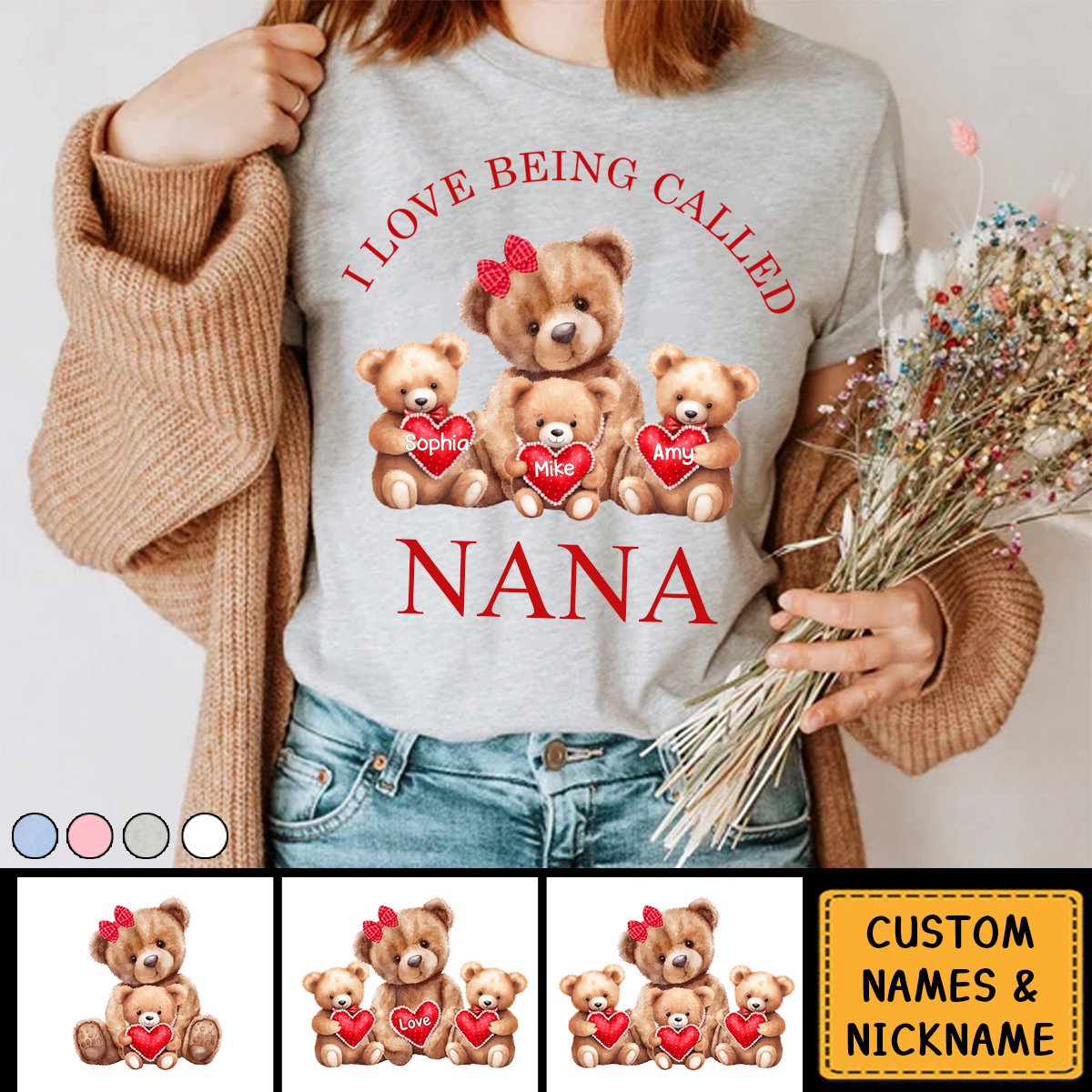 Grandma Bear With Cute Little Kids Personalized T-shirt