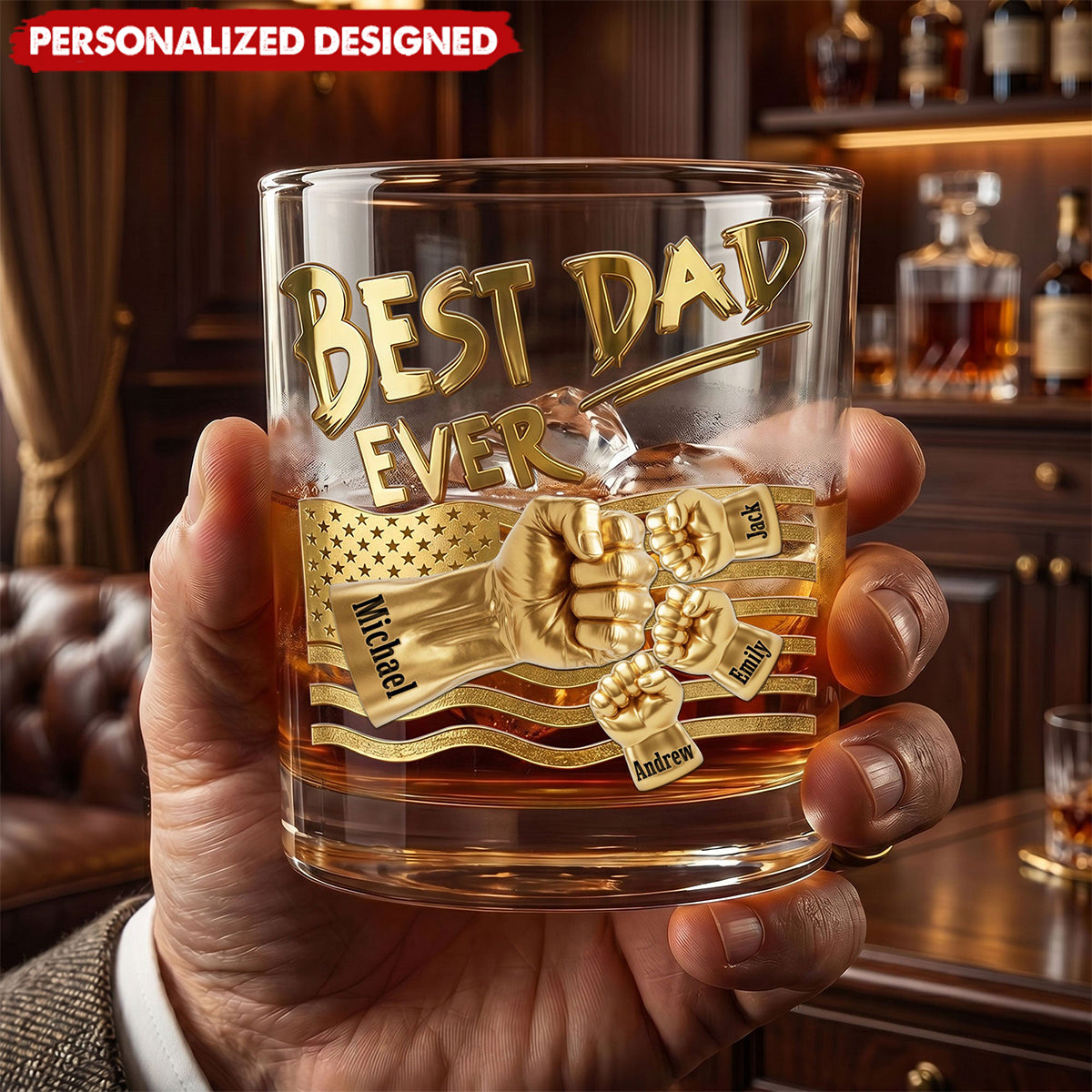 Power Fist-Personalized Whiskey Glass-Gifts For Dads