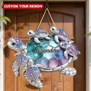 Personalized Grandma/Mom Turtle Wood Sign- Gift For Mom and Grandma