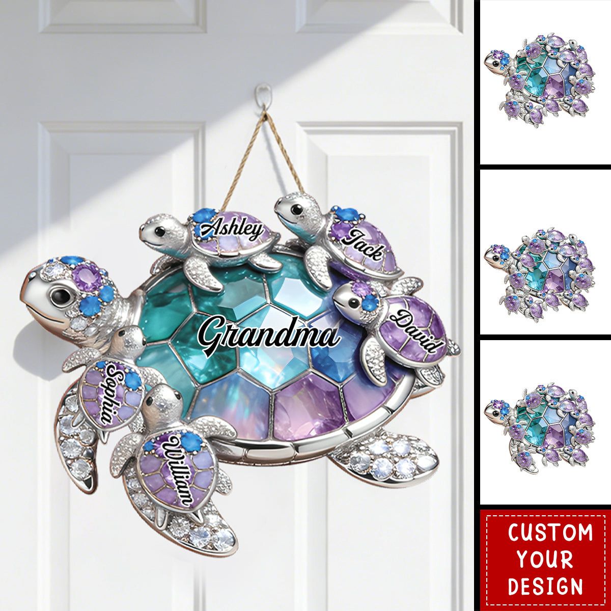 Personalized Grandma/Mom Turtle Wood Sign- Gift For Mom and Grandma