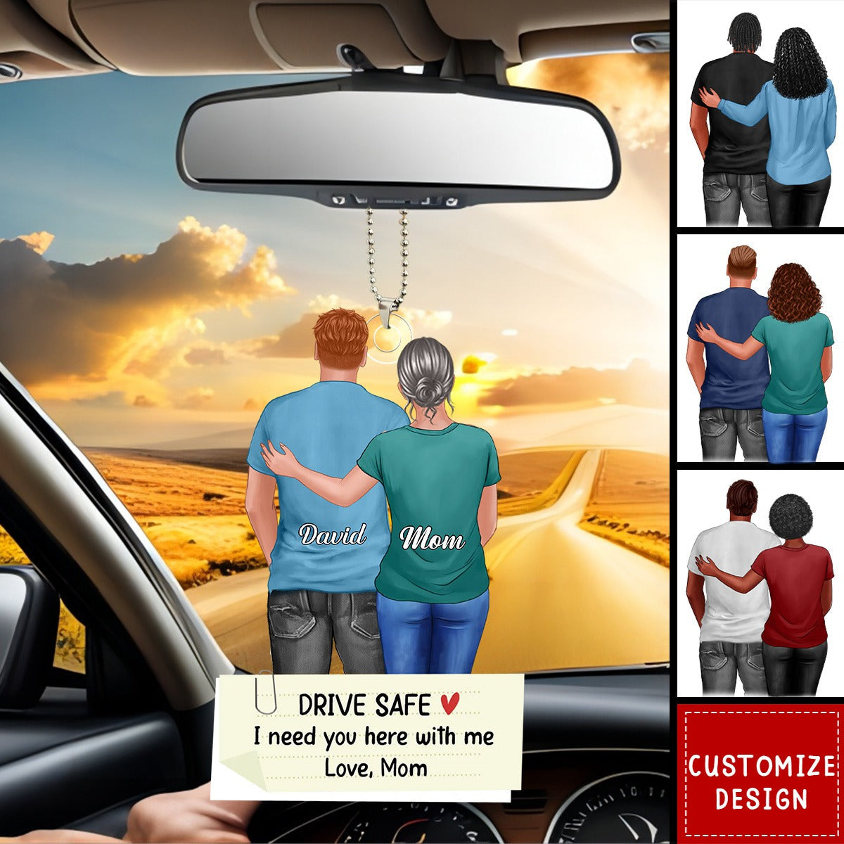 Mom&Son I Need You Here - Personalized Acrylic Car Ornament