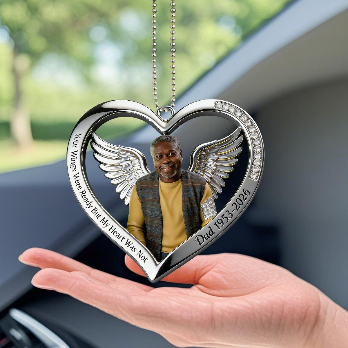 Our Wings Were Ready But My Heart Was Not - Personalized Memorial Shaped Car Ornament