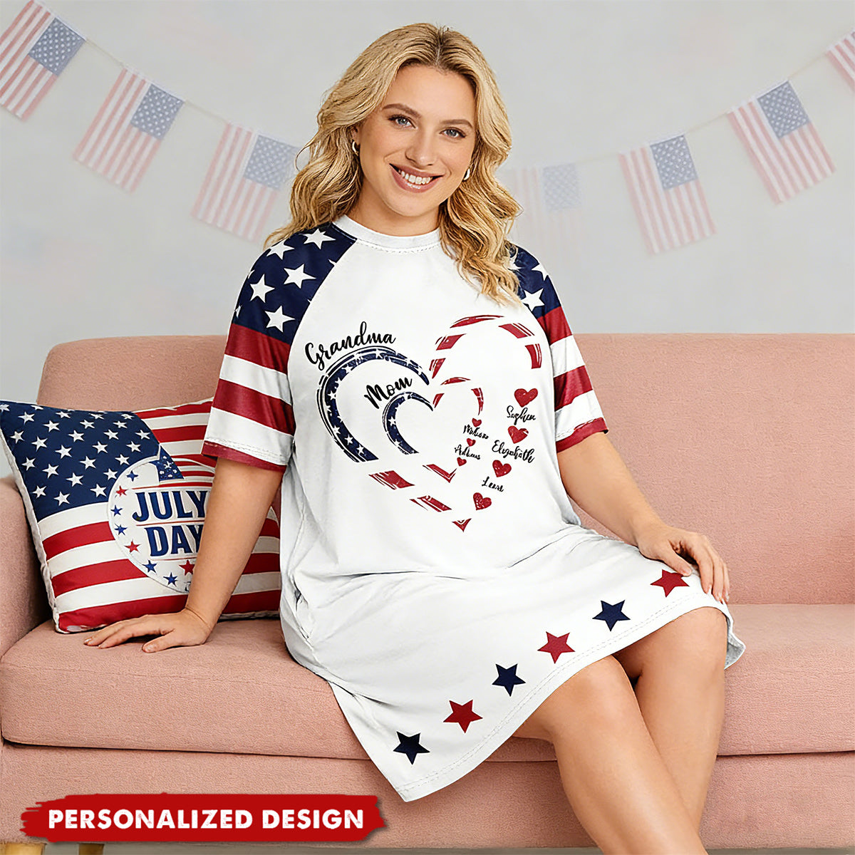 Mom's Grandma's Sweethearts Personalized Women's Sleep Tee