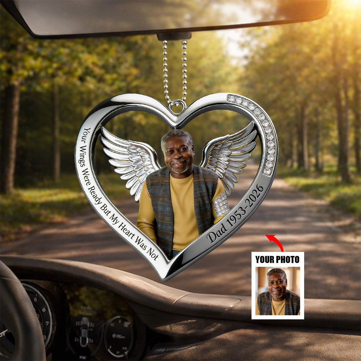 Our Wings Were Ready But My Heart Was Not - Personalized Memorial Shaped Car Ornament