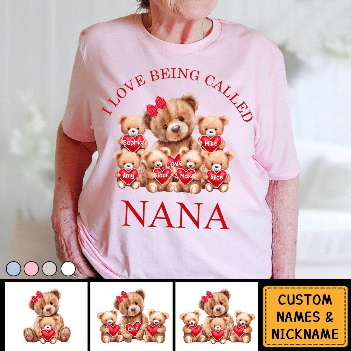 Grandma Bear With Cute Little Kids Personalized T-shirt