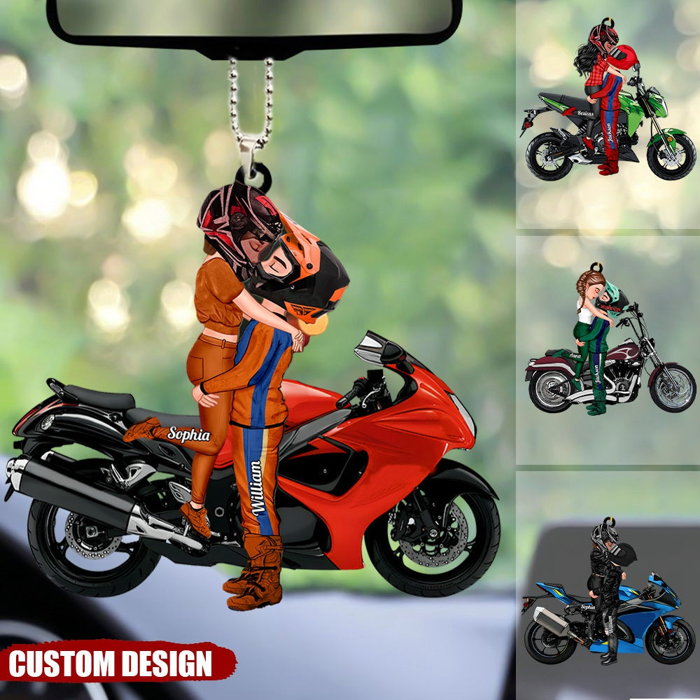 Motorcycle Kissing Doll Couple Personalized Acrylic Ornament