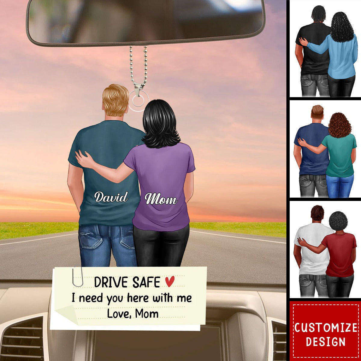 Mom&Son I Need You Here - Personalized Acrylic Car Ornament