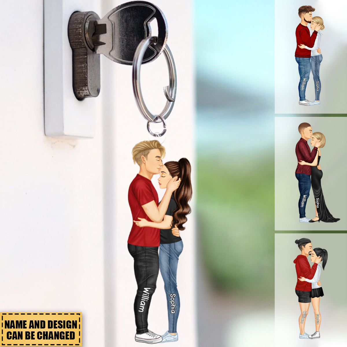 Personalized Hugging Couple Keychain - Gift For Couple