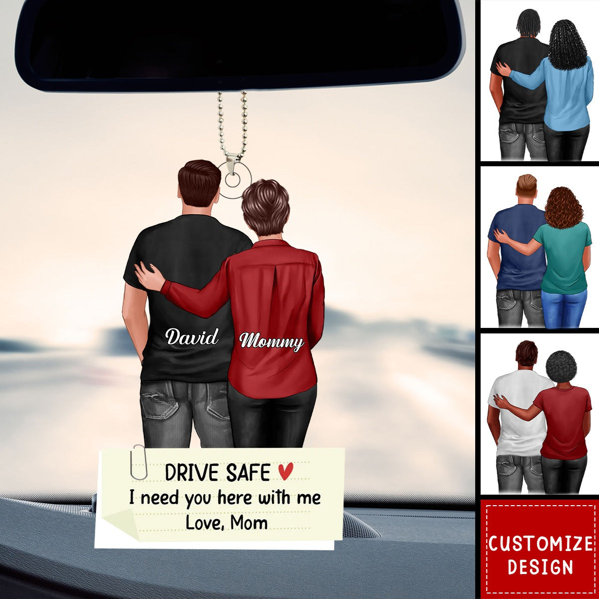 Mom&Son I Need You Here - Personalized Acrylic Car Ornament