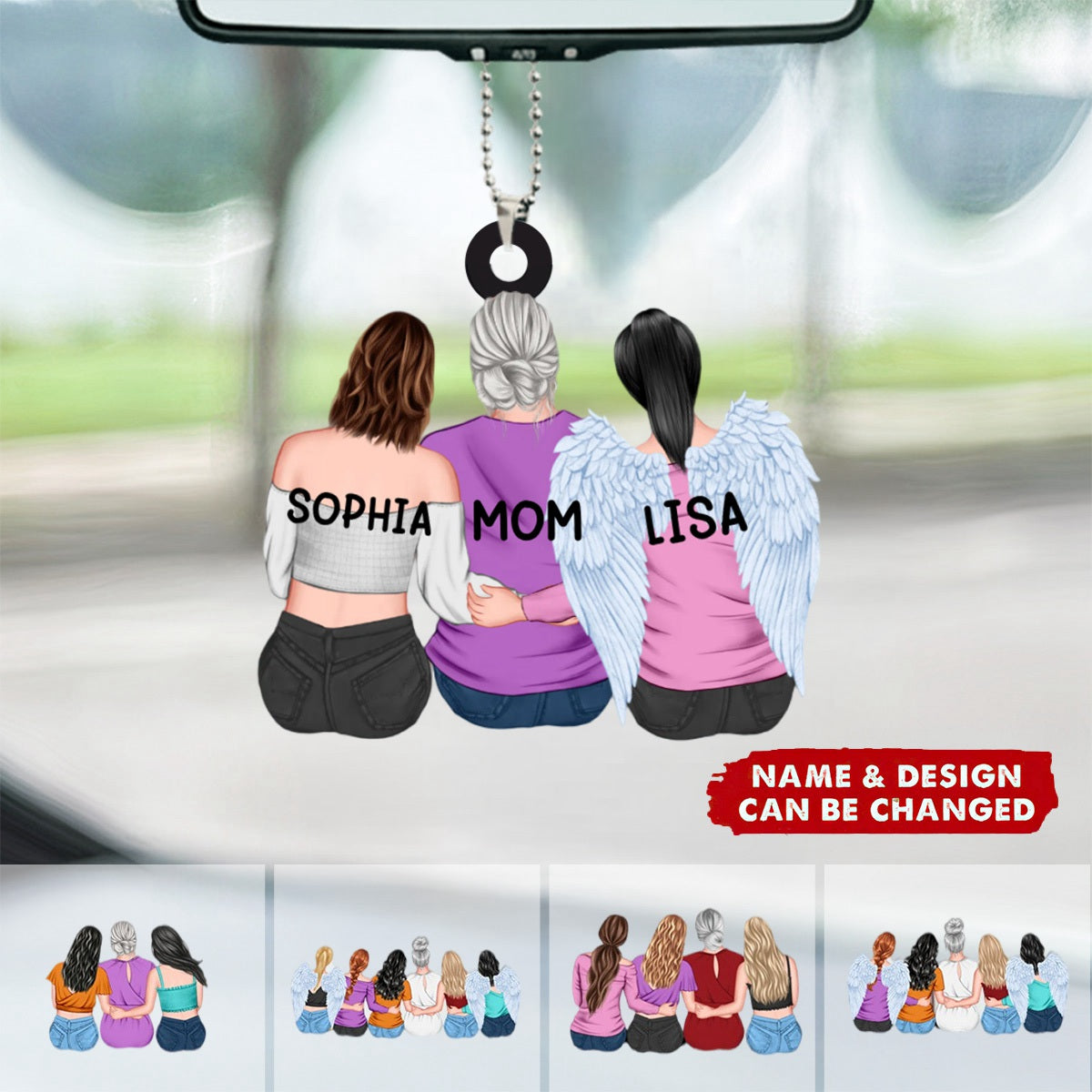 Personalized Mother & Daughter Sitting Together Acrylic Hanging Ornament