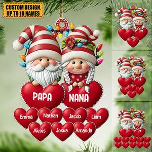 Christmas Grandma & Grandpa Mom & Dad With Heart Kids Personalized Acrylic Ornament