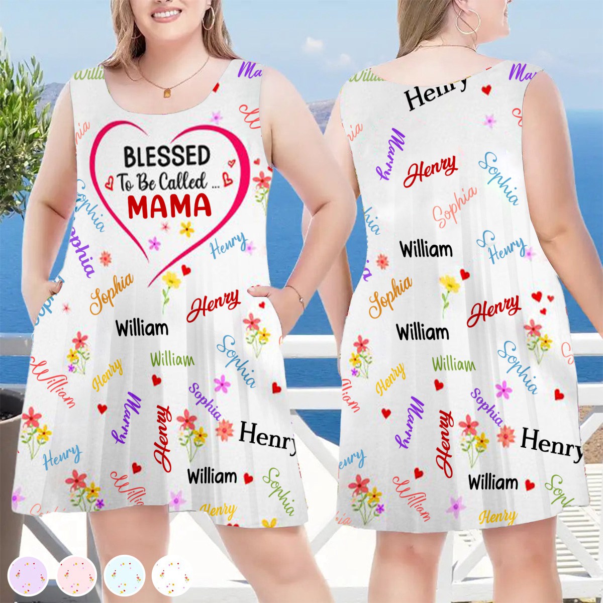 Blessed To Be Called Grandma Nana - Personalized Sleeveless Tank Dress