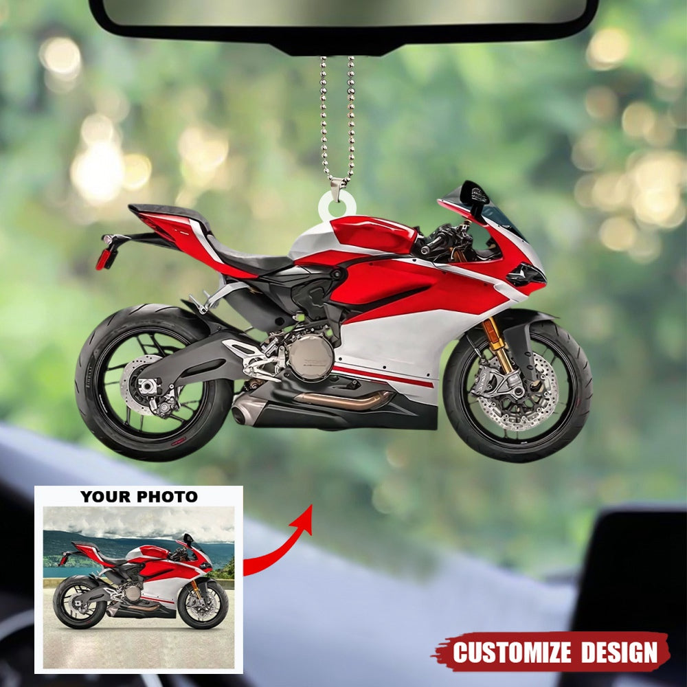 Personalized Biker/Motocross Racer/Couple Upload Photo Hanging Ornament