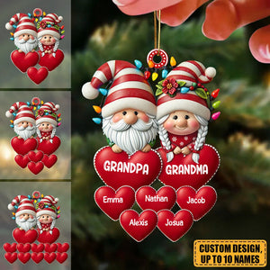 Christmas Grandma & Grandpa Mom & Dad With Heart Kids Personalized Acrylic Ornament