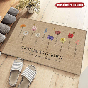 Grandma's Garden Love Grows Here - Personalized Doormat - Mother's Day Gift For Mom, Grandma
